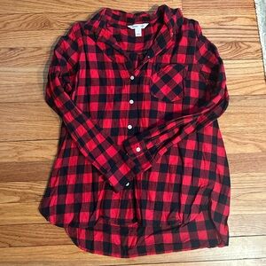 Old Navy Red and Black Plaid Shirt